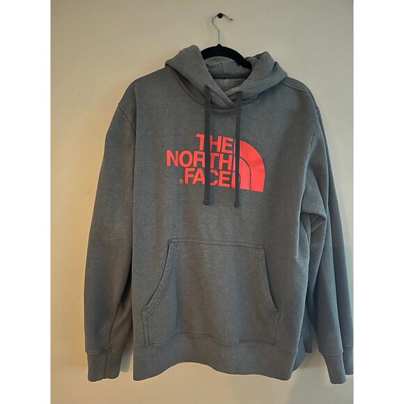 The North Face Hoodie Gray Orange Pullover Hooded Sweatshirt Hoodie Large - Picture 1 of 6